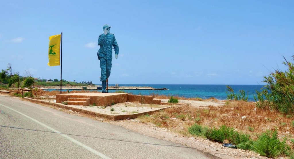 A cardboard cutout of Iranian General Qasem Soleimani at Naqoura, South Lebanon, next to the border with Israel. Photo credit: Elisa Gestri/Sipa USA via Reuters Connect