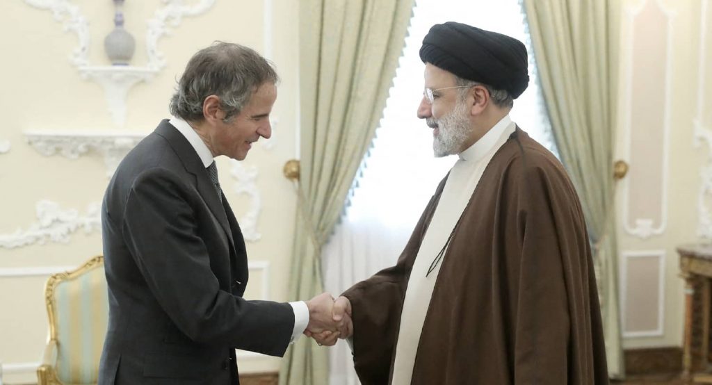 Iranian President Ebrahim Raisi meets with IAEA Director General Rafael Grossi in Tehran, March 2023. Photo credit: via REUTERS