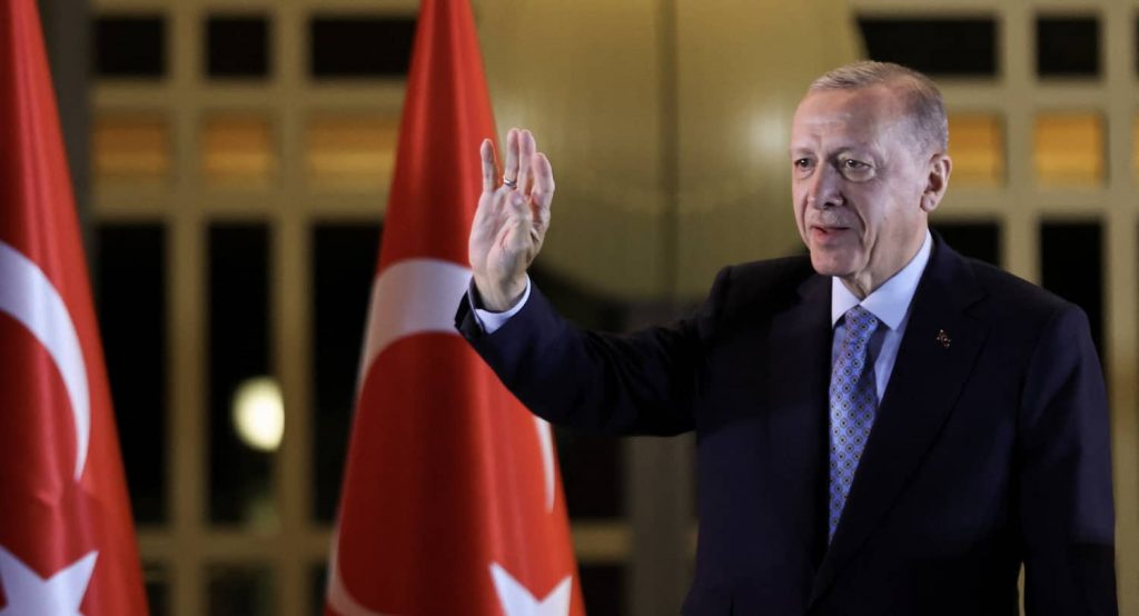 Turkish President Tayyip Erdoğan addresses supporters following his victory in the second round of elections at the Presidential Palace in Ankara, May 28. Photo credit: REUTERS/Umit Bektas