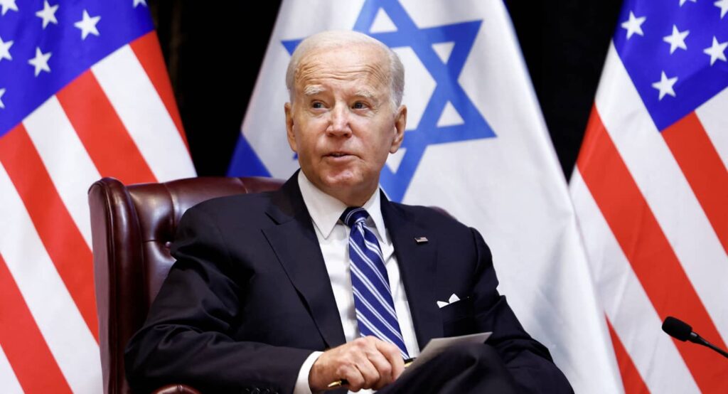 US President Joe Biden during his visit in Israel, October 18, 2023. Photo credit: REUTERS/Evelyn Hockstein.