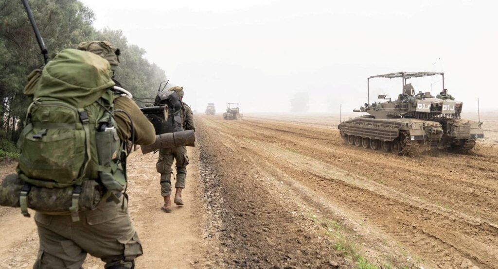 Israeli soldiers in the Gaza Strip, December 2023. Photo credit: Israel Defense Forces/Handout via REUTERS.