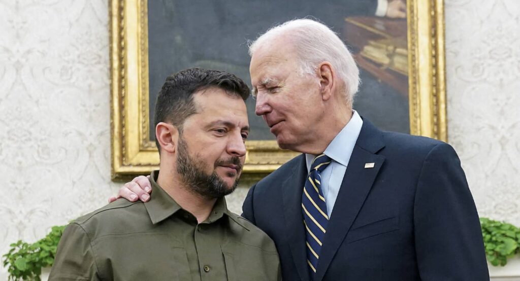 Ukrainian President Zelensky meets with US President Biden at the White House, September 2023. Photo credit: REUTERS/Kevin Lamarque.