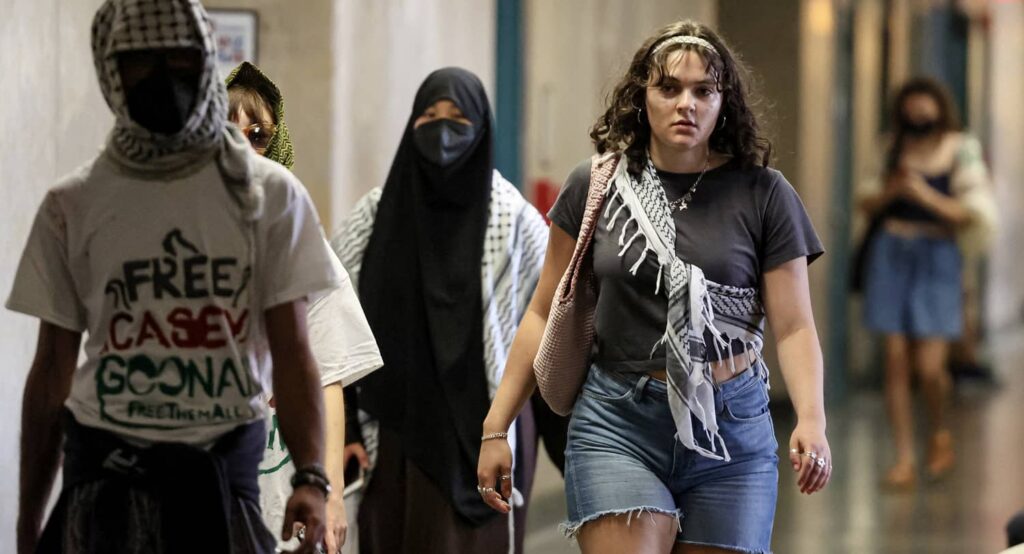 Pro-Palestinian student protesters at Columbia University, June 2024. Photo credit: REUTERS/Brendan McDermid.