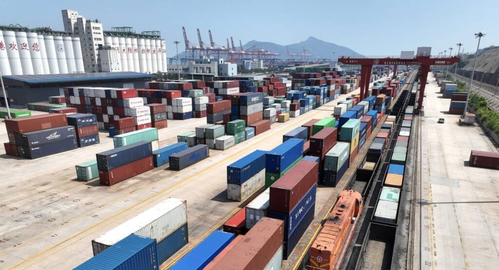 Freight train at the China-Kazakhstan Logistics Cooperation base in Lianyungang, China. Photo credit: CFOTO/Sipa USA via Reuters Connect.