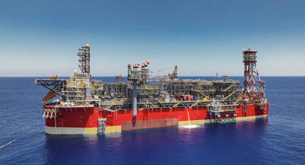 Energean's floating production platform on the Karish gas field, offshore Israel, June 2022. Photo credit: Energean/Handout via REUTERS.