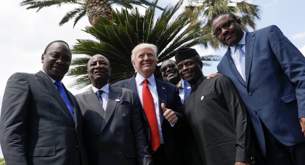 Donald Trump with African leaders at the G7 Summit, May 2017. Photo credit: REUTERS/Jonathan Ernst.