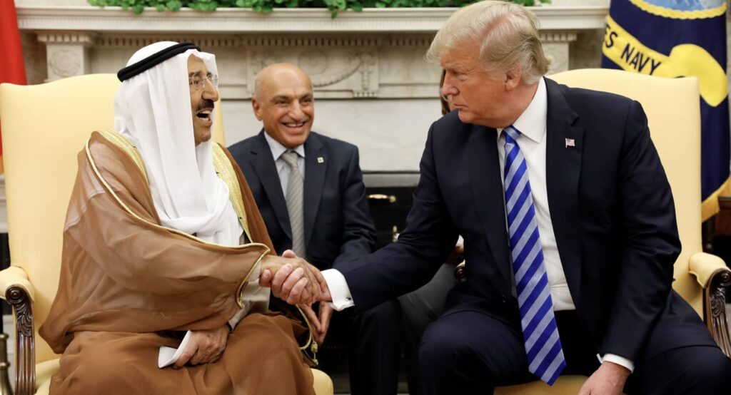 Late Cheikh Sabah Al-Ahmad Al-Jaber Al-Sabah at the White House, September 2018. Photo credit: REUTERS.